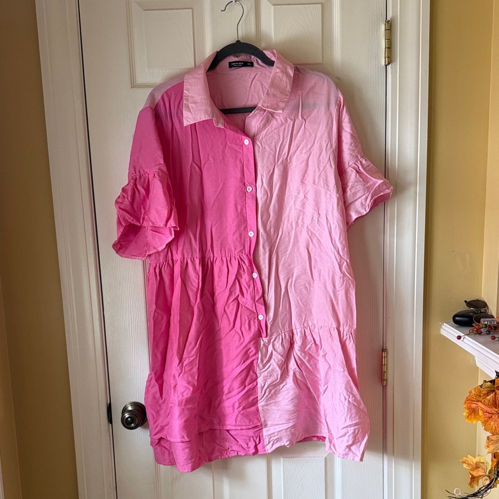 SHEIN Pink Colorblock Mini Dress